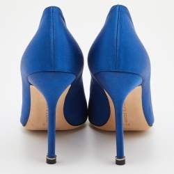 Pre Owned Manolo Blahnik Blue Satin Hangisi Pumps Size 39.5