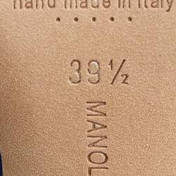 Pre Owned Manolo Blahnik Blue Satin Hangisi Pumps Size 39.5