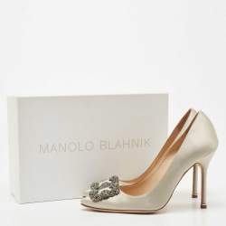 Manolo Blahnik Grey Satin Hangisi Pumps Size 39