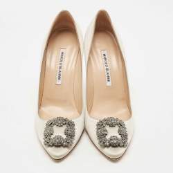 Manolo Blahnik Grey Satin Hangisi Pumps Size 39