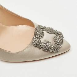 Manolo Blahnik Grey Satin Hangisi Pumps Size 39