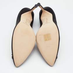 Pre Owned Manolo Blahnik Black Satin Hangisi Pumps Size 39.5