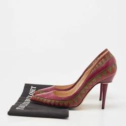 Pre Owned Manolo Blahnik Tricolor Leather Pointed Toe Pumps Size 37.5