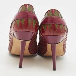 Pre Owned Manolo Blahnik Tricolor Leather Pointed Toe Pumps Size 37.5