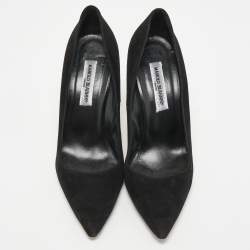 Pre Owned Manolo Blahnik Black Suede BB Pointed Toe Pumps Size 42