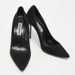 Pre Owned Manolo Blahnik Black Suede BB Pointed Toe Pumps Size 42
