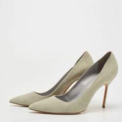Pre Owned Manolo Blahnik Grey Suede BB Pointed Toe Pumps Size 42