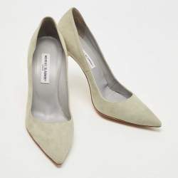 Pre Owned Manolo Blahnik Grey Suede BB Pointed Toe Pumps Size 42
