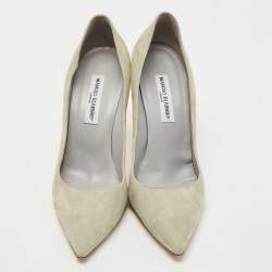 Pre Owned Manolo Blahnik Grey Suede BB Pointed Toe Pumps Size 42