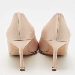 Pre Owned Manolo Blahnik Beige Satin Hangisi Pumps Size 38