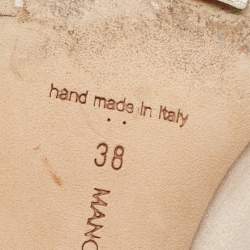 Pre Owned Manolo Blahnik Beige Satin Hangisi Pumps Size 38