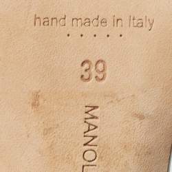 Pre Owned Manolo Blahnik Blue Satin Hangisi Crystal Embellished D' Orsay Pumps Size 39