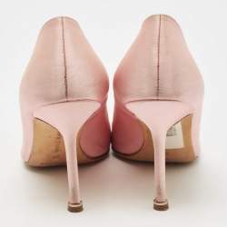 Pre Owned Manolo Blahnik Pink Satin Hangisi Pumps Size 38