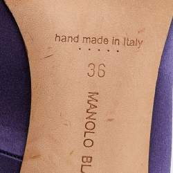 Pre Owned Manolo Blahnik Purple Satin Hangisi Crystal Embellished Pumps Size 36