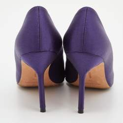 Pre Owned Manolo Blahnik Purple Satin Hangisi Crystal Embellished Pumps Size 36