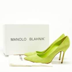 Pre Owned Manolo Blahnik Green Suede BB Pointed Toe Pumps Size 39