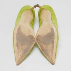 Pre Owned Manolo Blahnik Green Suede BB Pointed Toe Pumps Size 39