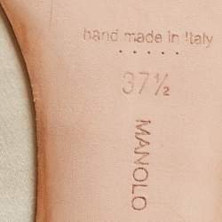 Pre Owned Manolo Blahnik White Satin Hangisi Pumps Size 37.5