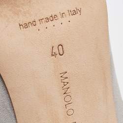 Manolo Blahnik Grey Suede Buckle Details Ankle Booties Size 40