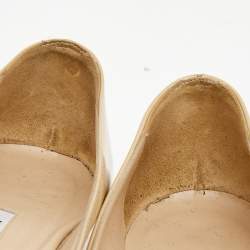 Pre Owned Manolo Blahnik Beige Patent Leather BB Pumps Size 38