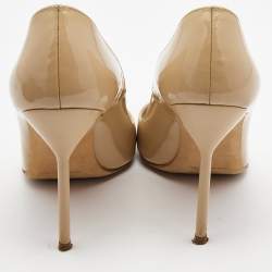 Pre Owned Manolo Blahnik Beige Patent Leather BB Pumps Size 38