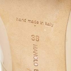 Pre Owned Manolo Blahnik Beige Patent Leather BB Pumps Size 38