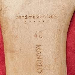 Pre Owned Manolo Blahnik Red Satin Hangisi Crystal Embellished Pumps Size 40