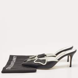 Pre Owned Manolo Blahnik Black Leather Mules Size 39