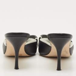 Pre Owned Manolo Blahnik Black Leather Mules Size 39