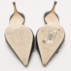 Pre Owned Manolo Blahnik Black Leather Mules Size 39