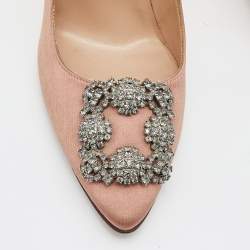 Pre Owned Manolo Blahnik Old Rose Satin Hangisi Pumps Size 38