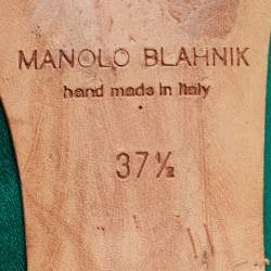 Pre Owned Manolo Blahnik Green Satin Hangisi Ballet Flats Size 37.5