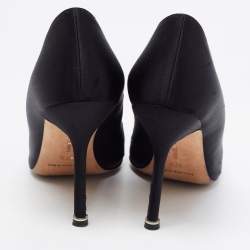 Pre Owned Manolo Blahnik Black Satin Hangisi Pumps Size 37.5