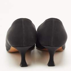 Pre Owned Manolo Blahnik Black Fabric Crystal Embellished Buckle Pumps Size 38.5