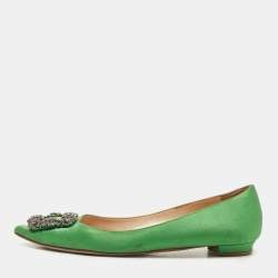 Green satin sales flats