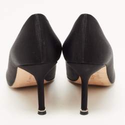 Pre Owned Manolo Blahnik Black Satin Hangisi Pumps Size 39