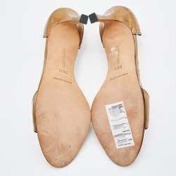 Pre Owned Manolo Blahnik Bronze Leather Open Toe Pumps Size 36.5