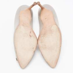 Pre Owned Manolo Blahnik Grey Satin Hangisi Pumps Size 38