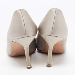 Pre Owned Manolo Blahnik Grey Satin Hangisi Pumps Size 38