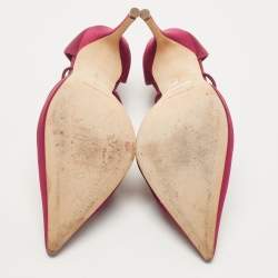 Pre Owned Manolo Blahnik Burgundy Satin Lala Pumps Size 40