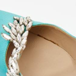 Pre Owned Manolo Blahnik Blue Satin Crystal Embellished Pumps Size 39