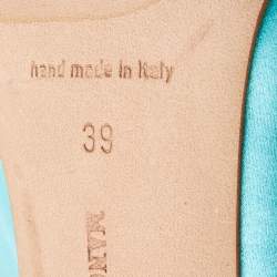 Pre Owned Manolo Blahnik Blue Satin Crystal Embellished Pumps Size 39