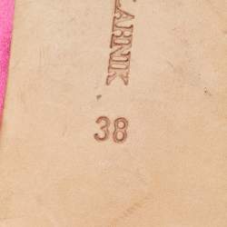Pre Owned Manolo Blahnik Pink Satin Hangisi Ballet Flats Size 38