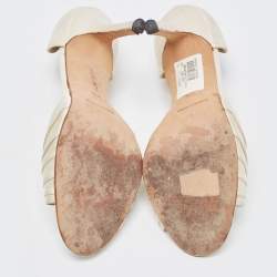 Pre Owned Manolo Blahnik White Satin Sedaraby D'orsay Pumps Size 37.5