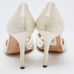 Pre Owned Manolo Blahnik White Satin Sedaraby D'orsay Pumps Size 37.5