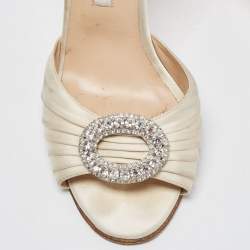 Pre Owned Manolo Blahnik White Satin Sedaraby D'orsay Pumps Size 37.5