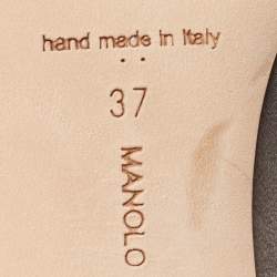 Pre Owned Manolo Blahnik Grey Satin Lurum Crystals Embellished Pumps Size 37