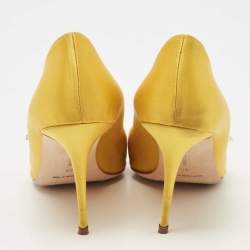 Pre Owned Manolo Blahnik Yellow Satin Crystals Embellished Nadira Pumps Size 40