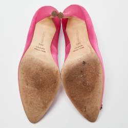 Pre Owned Manolo Blahnik Pink Satin Hangisi Pumps Size 38.5