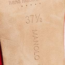 Pre Owned Manolo Blahnik Red Suede Round Toe Pumps Size 37.5